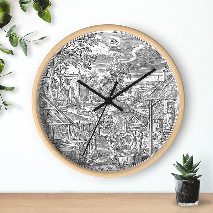 Mozingo ~ Wine Clock for Kitchen Bar Wall It's Wine O'clock Silent Time Gift Home Decor Made In USA, 10" (Hour Marks - None, Clock Frame Color - Natural Wood, Wine Theme #06) - Image 3