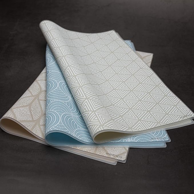 Mintrico placemat for Dining Table Set of 2 Silicone Heat Resistant Non Slip (2, White Triangle) … - Image 4