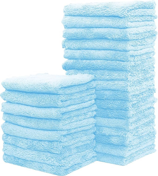 24 Pack Kitchen Dishcloths - Does Not Shed Fluff - Reusable Dish Towels, Dish cloths, Super Absorbent Coral Fleece Cleaning Cloths, Nonstick Oil Washable Fast Drying, 7 x 9 Inch (Aquamarine) by Sunny+zzzZZ