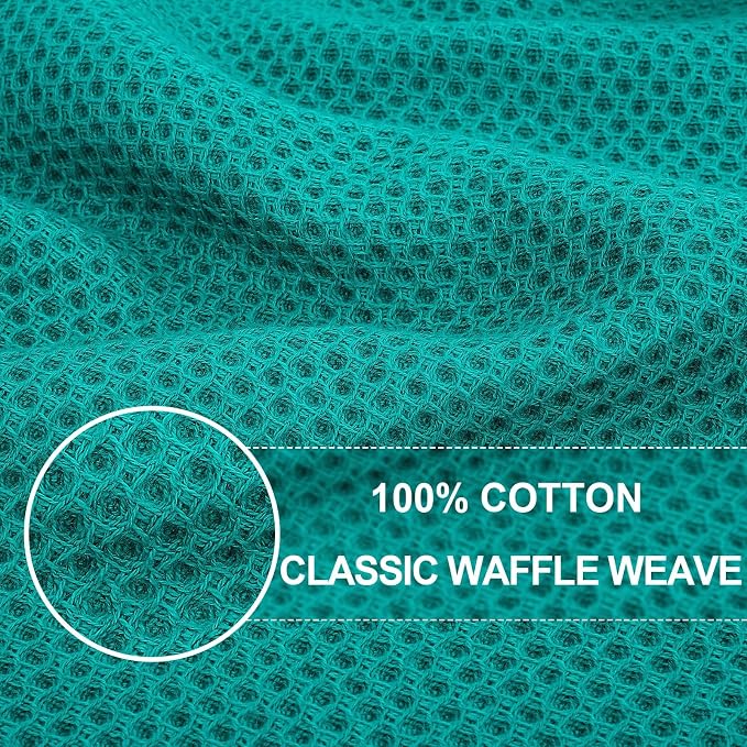 Homaxy 100% Cotton Waffle Weave Kitchen Dish Cloths 18-Pack, Teal | 12 x 12 Inches, Ultra Soft Absorbent Dish Towels, Quick Drying Dish Rags with Hanging Loop - Image 2