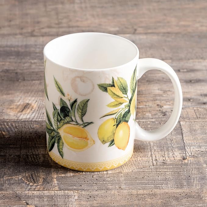 Maison d' Hermine Coffee Mug with Handles Tea Cups (15 Ounce, Pack of 1) | Fine Bone China Coffee Mugs for Hot Beverages Cappuccino Latte Home Restaurant Hotel Spring Summer -Limoncello - Verna - Image 7