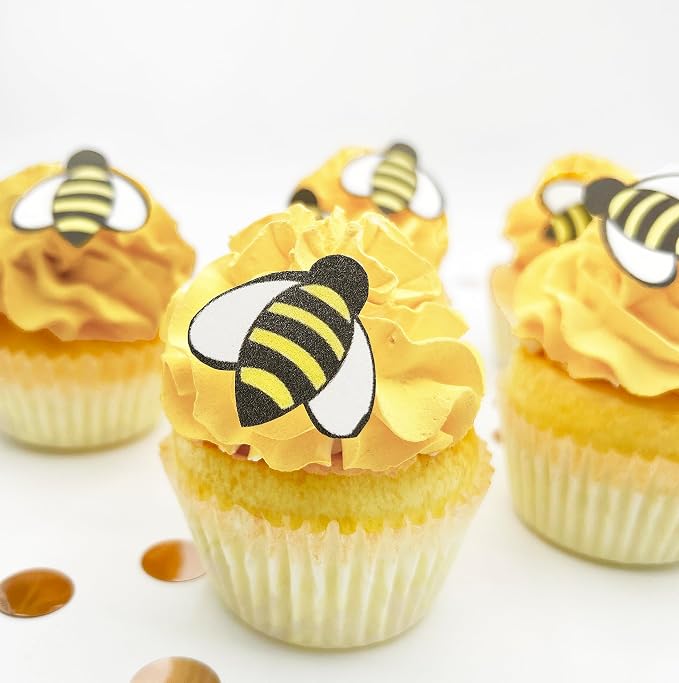 Sugar Robot - Edible Bees for cake decorations - Small Size - Edible bumblebee cake decorations - Premium Crafted - Made in the USA Cake -Set of 24 (Bumble Bees) - Image 2