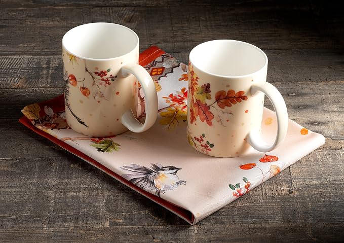 Maison d' Hermine Coffee Mug with Handles Tea Cups (12 Ounce, Pack of 2) | Fine Bone China Coffee Mugs for Hot Beverages Cappuccino Latte Home Restaurant Hotel Spring Summer -Kelim - Prairie - Image 7