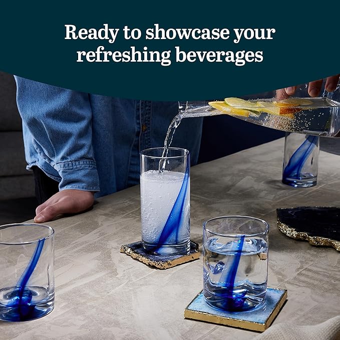 Libbey Blue Ribbon Tumbler and Rocks Drinking Glass Set of 8, Artisanal, Four-Dimpled Glass Cups Set, Clear Glassware Drinking Glasses for Daily Use - Image 5