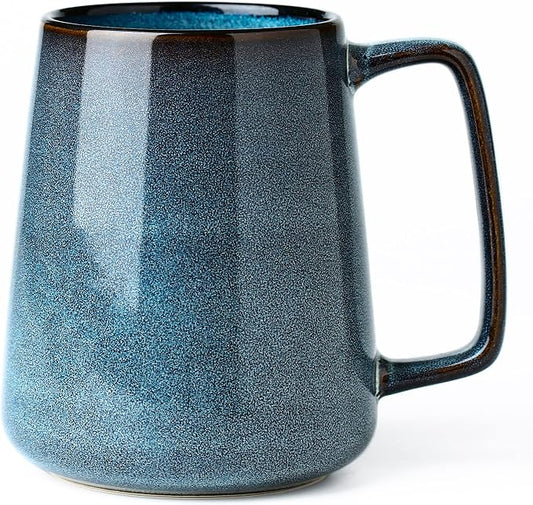 24 oz Large Ceramic Coffee mugs, Extra Large Cup, Big Handle (24 oz blue) | Extra Large Tea and Coffee Cups, Large Handle Coffee Mug for Office and Home, Microwave and Diahwasher Safe by masoline