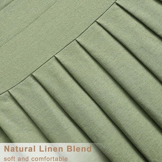 Likiyol Linen Valances for Windows Farmhouse Window Valances with Ruffle Rustic Country Light Filtering Kitchen Valance Curtains Rod Pocket Valance for Bathroom Cafe, Green, 52" W X 18" L - Image 7