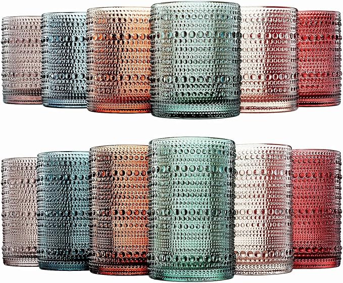 Hobnail Highball Glasses, Vintage Beaded Tumblers Set of 12, 14 & 11 oz | Vintage Beaded Design, Embossed Bubble Texture, Comfortable Grip, Ideal for Water, Whiskey, Cocktails, Wine & Mixed Drinks, - Image 12