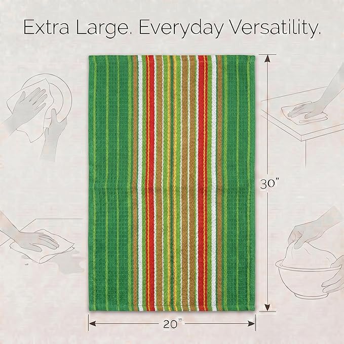 Urban Villa Kitchen Towel Cotton Dish Towel 20”x30”(Set of 6) Leaf Green - Image 3
