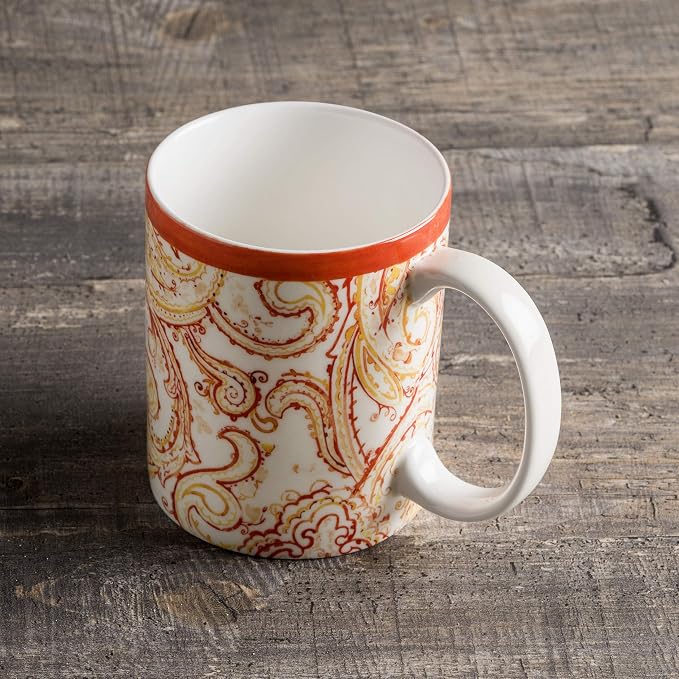 Maison d' Hermine Coffee Mug with Handles Tea Cups (12 Ounce, Pack of 1) | Fine Bone China Coffee Mugs for Hot Beverages Cappuccino Latte Home Hotel Spring Summer -Palatial Paisley - Paisley Autumn - Image 7