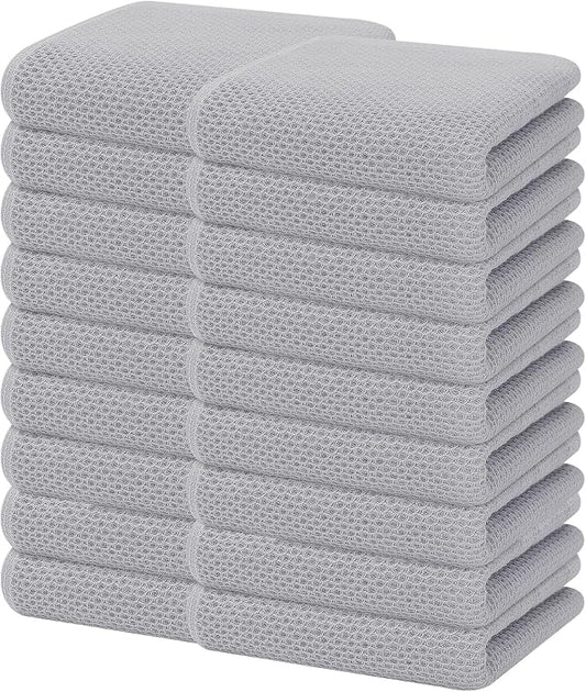 Homaxy 100% Cotton Waffle Weave Kitchen Dish Towels 18-Pack, Light Gray | 13 x 28 Inches, Ultra Soft Absorbent Dish Towels, Quick Drying Cleaning Towels by Homaxy