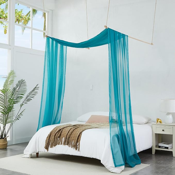 Warm Home Designs 55 x 144 Teal Sheer Window Scarf. AM Teal 144" | Sheer Window Scarves Valances are Great As Wedding Arch Draping Fabric, Bed Canopy Or for Decorative Project. - Image 3