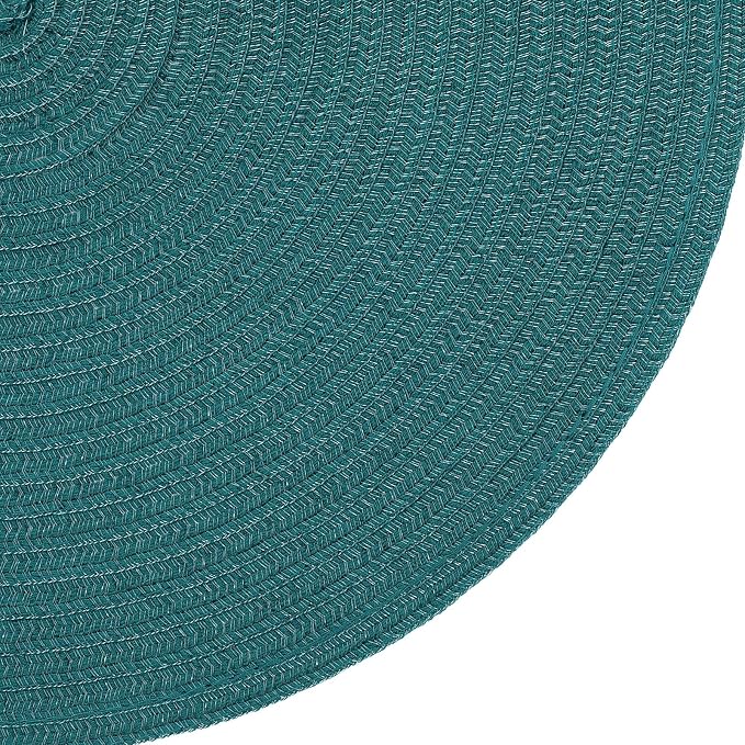 SHACOS Round Placemats Set of 6 Washable 15 inch Round Table Mats Cotton Polyester Woven Braided Place Mats for Dining Table, Teal Green - Image 9
