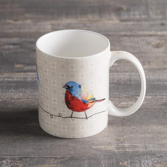 Maison d' Hermine Coffee Mug with Handles Tea Cups (12 Ounce, Pack of 1) | Fine Bone China Coffee Mugs for Hot Beverages Cappuccino Latte Home Restaurant Hotel Spring Summer -Birdies on Wire - Robin - Image 7