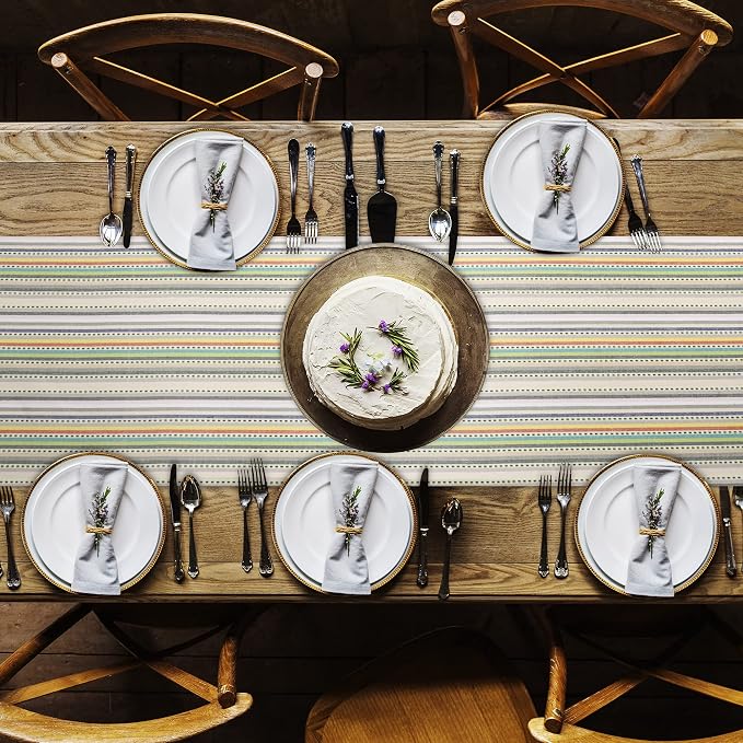 Urban Villa Table Runner Cotton Heavier Quality 14x72 Multi Stripe - Image 4