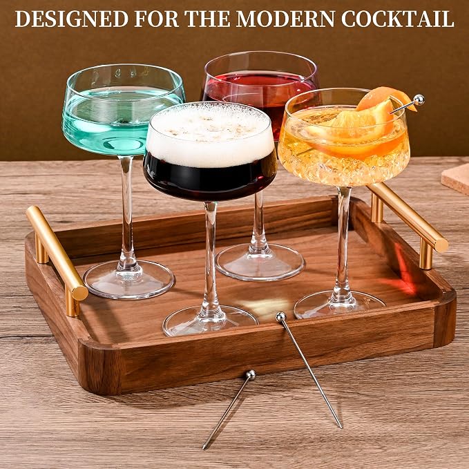 KMIGRUAN Martini Glasses Set of 6, 9oz Coupe Glasses, Hand Blown Crystal Cocktail Glasses for Espresso Martini, Manhattan,Home Bar,Gift Set - Image 3
