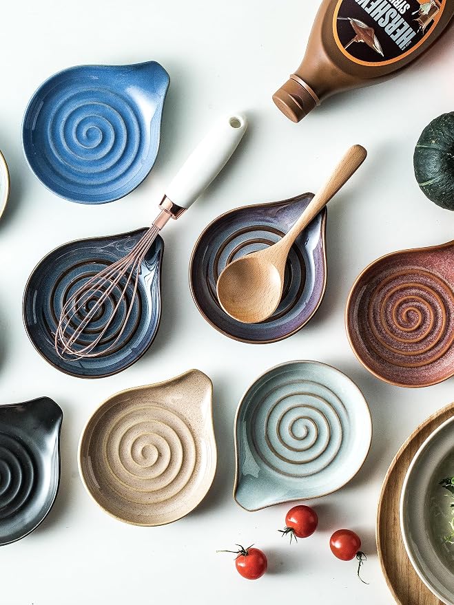 Spoon Holder, Porcelain Cooking Spoon Rest for Stove Top, Large Utensil Rest for Spoons, Ladles, Tongs, Spatula or Kitchen Counter Farmhouse Cooking, Coffee Bar Accessories, 5 Inches (Brown) | 5 Inches Large for Ladles, Spatula, Coffee Spoon, Tong | fo... - Image 7