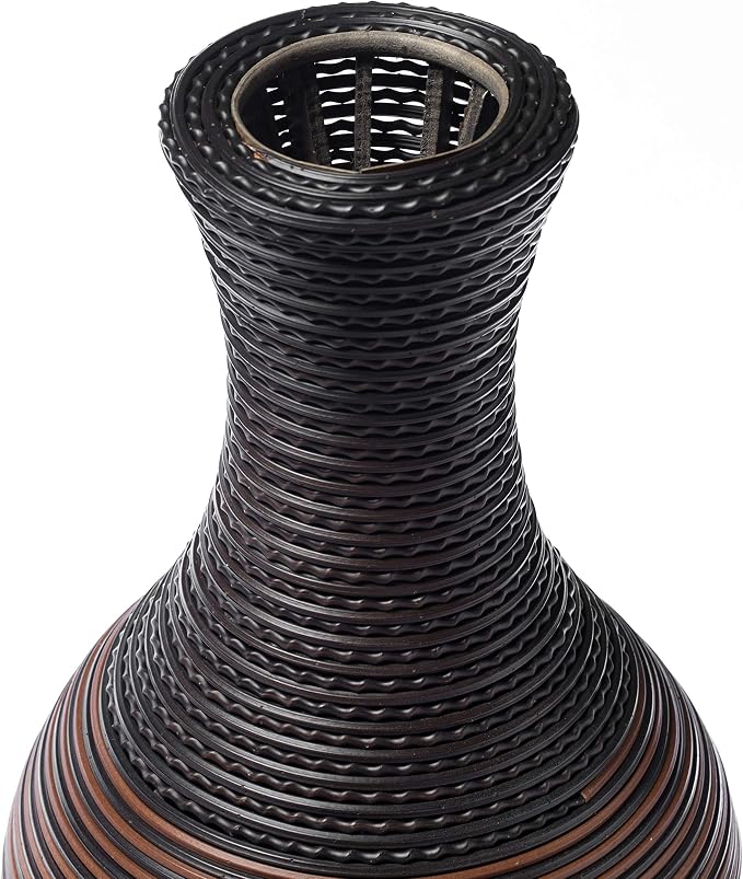 39-Inch Tall Standing Designer Floor Vase - Durable Artificial Rattan - Elegant Two-Tone Dark Brown Finish - Ideal Decor Accent for Living Room, Bedroom, Entryway - Stylish Home Decor Statement Piece - Image 6