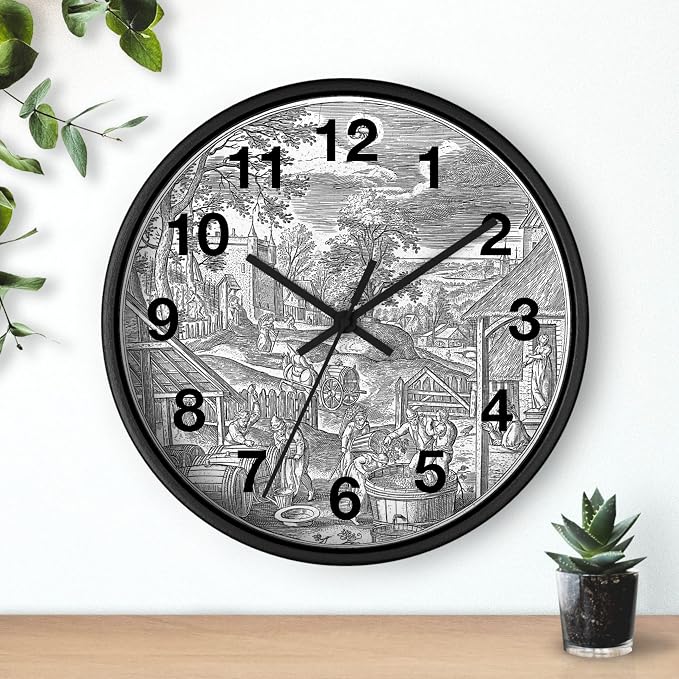 Mozingo ~ Wine Clock for Kitchen Bar Wall It's Wine O'clock Silent Time Gift Home Decor Made In USA, 10" (Hour Marks - Numbers, Clock Frame Color - Black, Wine Theme #06) - Image 3