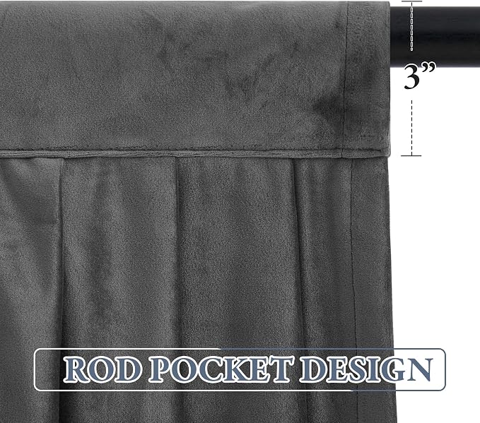 Luxury Grey Velvet Waterfall Curtain Valances W59 inches, 1 Panel | Swag Curtains for Bathroom,Dining Room, Heavy Thick Thermal Insulated Window Curtains for Bedroom, Rod Pocket - Image 5