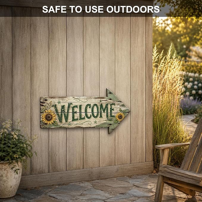 Welcome Right-Pointing Arrow Sign — Die-Cut Metal Directional Wall Decor | barnwood look, rustic, front entry, guest greeting, curb appeal, durable print, ready to hang - Image 4
