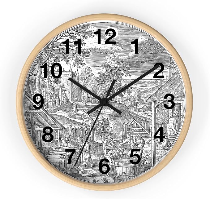Mozingo ~ Wine Clock for Kitchen Bar Wall It's Wine O'clock Silent Time Gift Home Decor Made In USA, 10" (Hour Marks - Numbers, Clock Frame Color - Natural Wood, Wine Theme #06) by Unknown