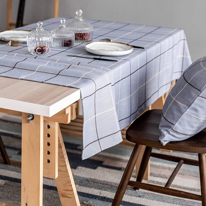 Home Brilliant Square Tablecloths for Buffet Living Room Kitchen Modern Waterproof Table Covers for Party Dining Table, 52 x 52 inches, Greyish Blue - Image 2