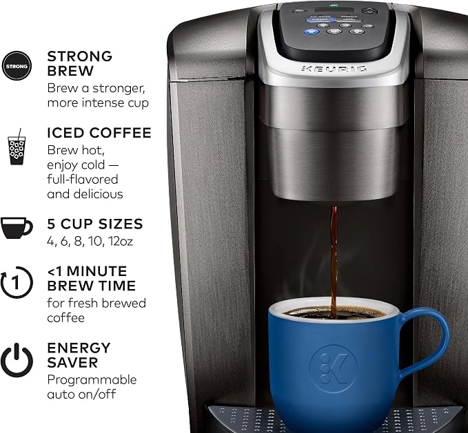 Keurig K-Elite Single-Serve K-Cup Pod Coffee Maker, Brushed Slate, 12 oz. Brew Size & Slim Non-Rolling Storage Drawer, Coffee Pod Storage, Holds up to 24 K-Cup Pods, Black - Image 3