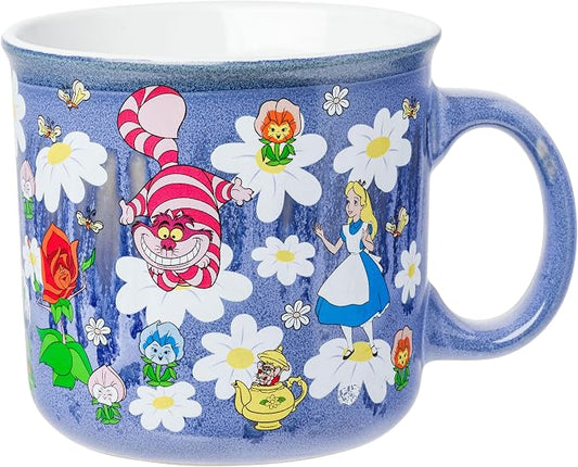 Silver Buffalo Disney Alice in Wonderland Ombre, Ceramic Camper Mug, 20oz | Cheshire Cat, Reactive Glaze, White Rabbit, Dormouse, Dinah, Mad Hare, Mad Hatter, 0.59 Liters by SilverBuffalo