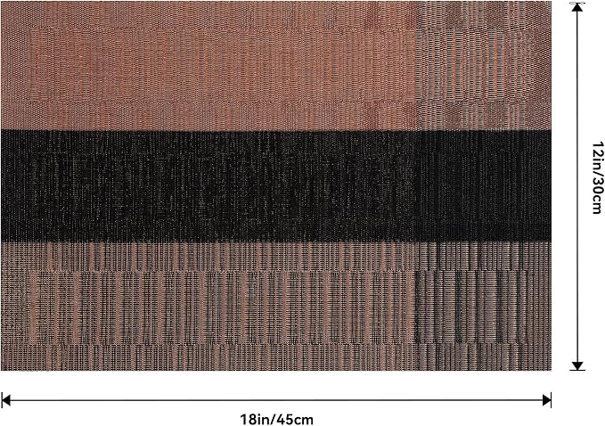 Leetaltree Brown with Black Striped Placemats Set of 12 - Heat Resistant Non-Slip Place mats for Dining Table, Washable Durable PVC Vinyl Woven Table Mats（Brown Stripe, 12） - Image 9