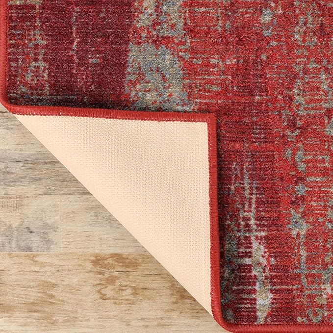 Superior Washable Indoor Area Rug, for Dining, Kitchen, Office, Modern Floor Decor, Soft Aesthetic Rugs, Abstract Brushstrokes Indoor Rug, Brayton Collection, 5' x 8', Orange - Image 4