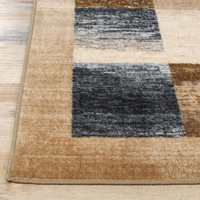 Superior Indoor Non-Slip Area Rug, Rustic Floor Decor, Color Block Rug for Living Room, Bedroom, Office, Kitchen, Dining, Washable Rugs, Foam Back, Lockwood Collection, 4' x 6', Cream - Image 6