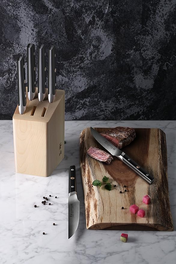Cangshan TC Series 1022254 Swedish 14C28N Steel Forged 6-Piece Steak Knife Block Set, Maple