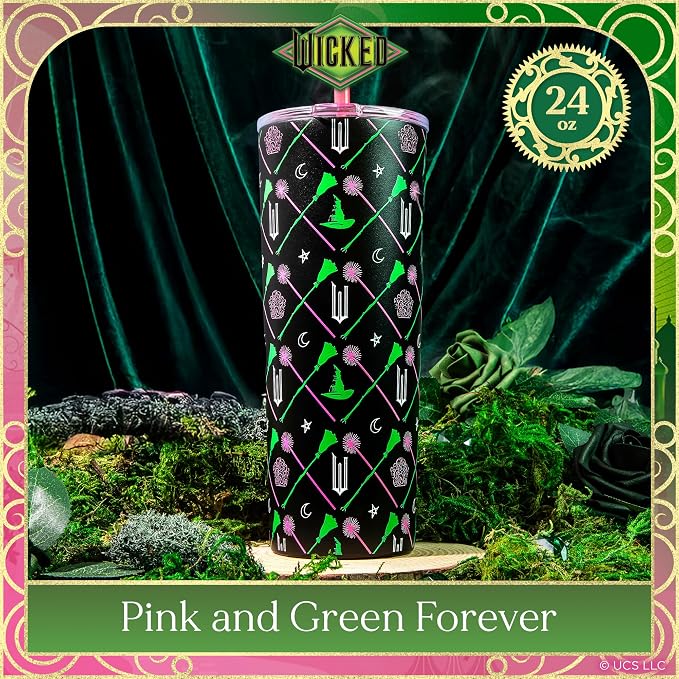 Dragon Glassware x Wicked Stainless Steel Tumbler with Straw, 24 oz - Green | Vacuum Insulated Wicked Cup with Lid & Straw For Water & Iced Tea; Official Wicked Merch - Image 2