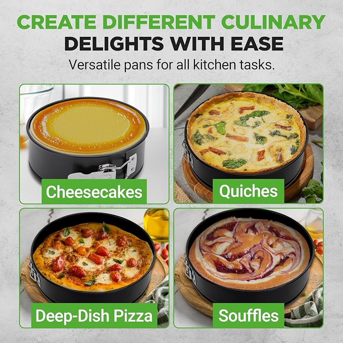 NutriChef 9 Inch Nonstick Cheesecake Springform Cake Pan | Stainless Steel Clasp & Removable Bottom | Durable Stainless Steel Cheesecake Pan | Easy to Clean | Includes 100 Parchment Papers | Black - Image 6