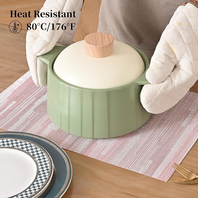Leetaltree Misty Rose Placemats Set of 6 - Heat Resistant Non-Slip Place mats for Dining Table, Washable Durable PVC Vinyl Woven Table Mats（Misty Rose, 6） - Image 4