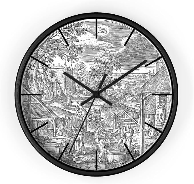 Mozingo ~ Wine Clock for Kitchen Bar Wall It's Wine O'clock Silent Time Gift Home Decor Made In USA, 10" (Hour Marks - Lines, Clock Frame Color - Black, Wine Theme #06) by Unknown