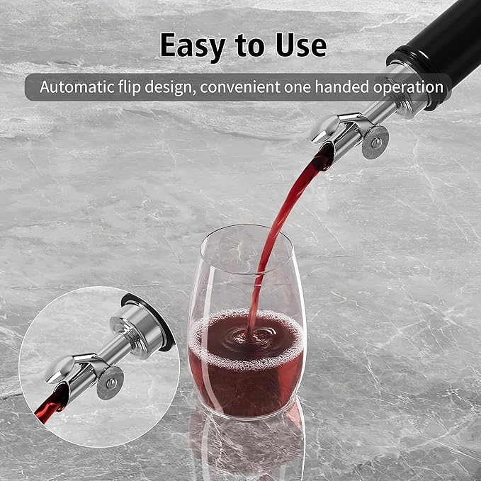 Auto Flip Liquor Pour Spouts 2-Pack, Leak-Proof 304 Stainless Steel Wine Pourer & Olive Oil Dispenser with Food-Grade Silicone for Kitchen, Bar, Restaurant (Silver)