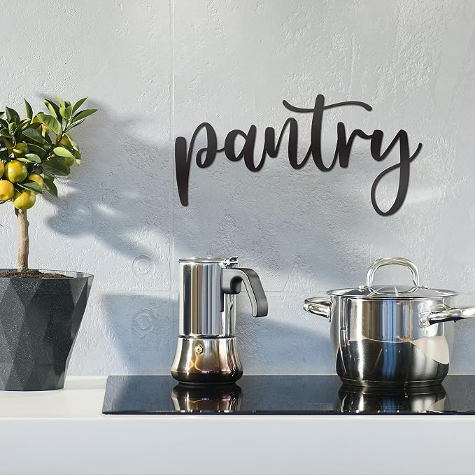 Pantry Word Sign Metal Wall Decor - 15"X8" Black Modern Pantry Decor Farmhouse Metal Large Pantry Sign for Hanging Any Kitchen Wall Art Decor - Image 3