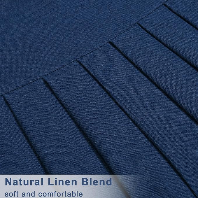 Likiyol Linen Valances for Windows Farmhouse Window Valances with Ruffle Rustic Country Light Filtering Kitchen Valance Curtains Rod Pocket Valance for Bathroom Cafe, Navy Blue, 52" W X 18" L - Image 7