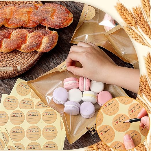 Outus 100 Pcs Cookie Packaging Bags with Seal, 7.1 x 7.5 Inch Bakery Pastry Bags with Window, Heat Sealable Grease Resistant Paper to Go Bake Sleeves for Gift Giving Donut Bread Sandwich (Brown) - Image 5