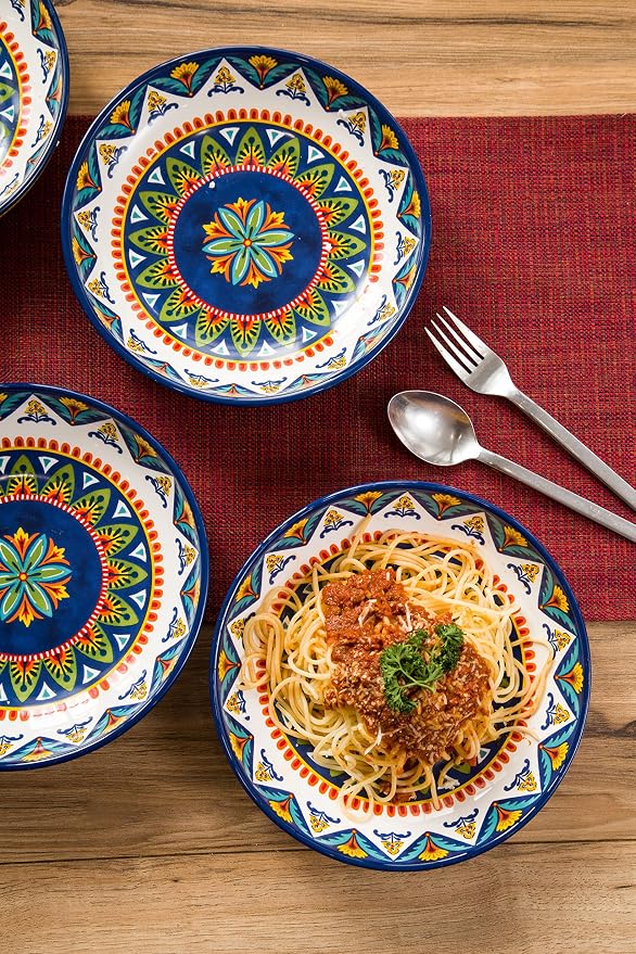 Bico Havana Pasta Bowls, 35oz Salad Bowl Set of 4, Large Ceramic Serving Dinner Bowls for Soup and Cereal, Microwave and Dishwasher Safe, Gift for Housewarming and Thanksgiving - Image 4
