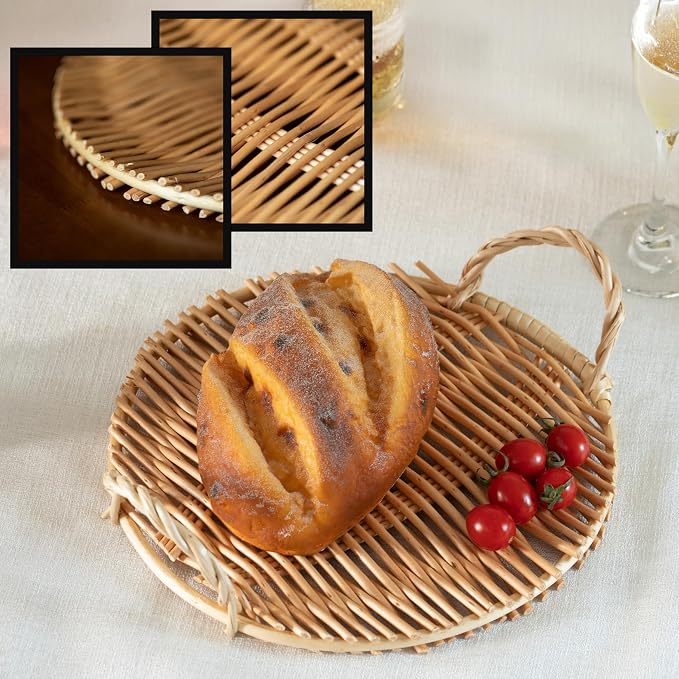 Wickerwise Woven Willow Tray Charger Farmhouse Decorative Centerpiece for Coffee Table Dining Room Kitchen Counter Bread Fruit Food & Drink Display Home Décor Organizer Party Platter Accent - Image 6