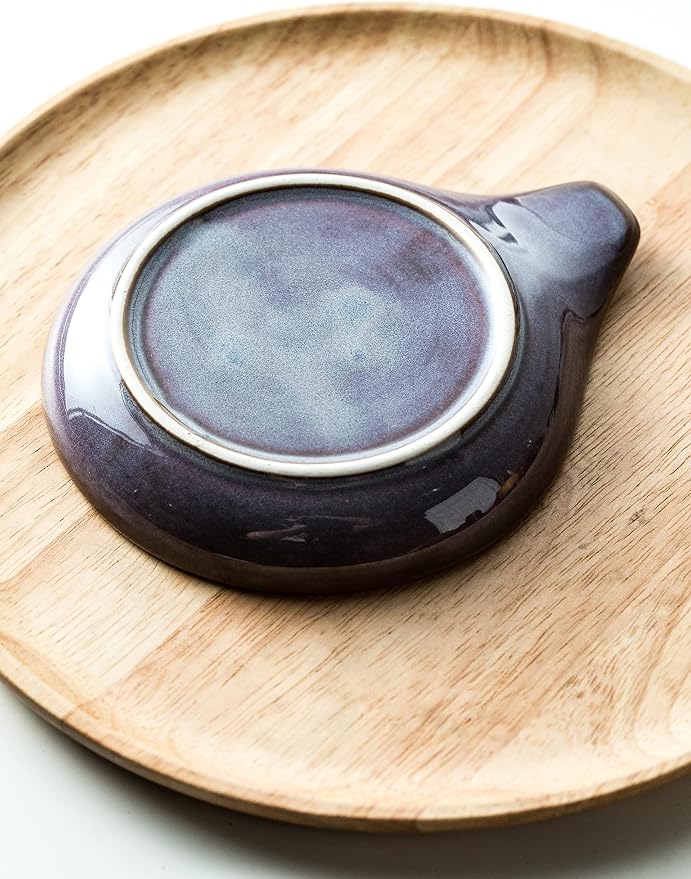 Spoon Rest, Ceramic Spoon Holder with Deep Drip Tray for Stove Top | Cooking Utensil Holder for Counter, with Handle for Easy Hold | Coffee Spoon Rest, Heat-Resistant Dishwasher Safe, Purple - Image 8