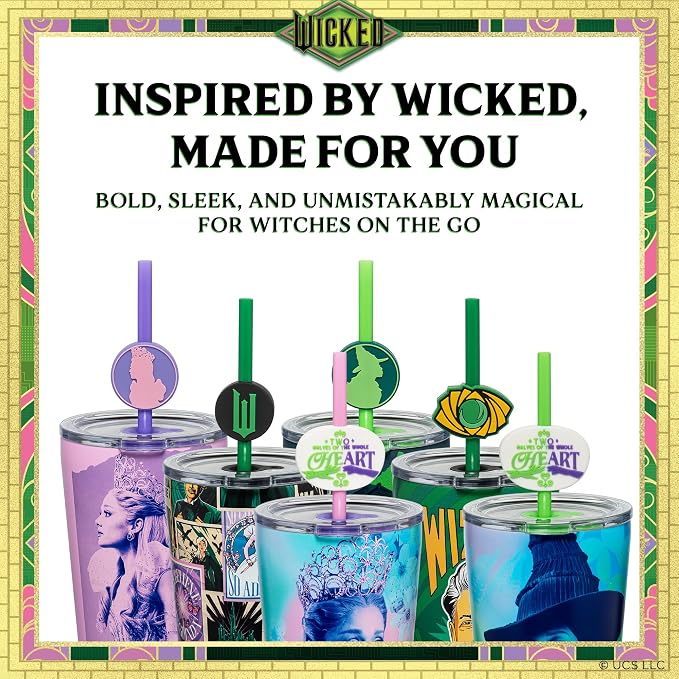 Dragon Glassware x Wicked: For Good Blind Box Tumbler with Straw, 16 oz | Vacuum Insulated Stainless Steel Wicked Cup with Lid & Straw; With Straw Charm; 6 Collectible Designs; Official Wicked Merch - Image 6