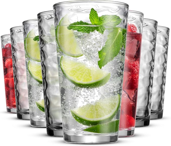 Biscayne 24-Piece Family Drinking Glasses Set - Drinking Glassware Set with Highball Cooler, DOF (Double Old Fashioned), Juice Glasses and Shot Glasses - 6 Each - Image 8