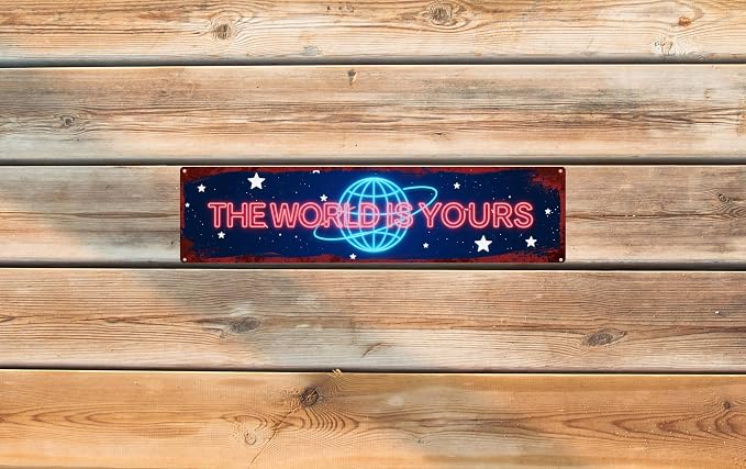 The World Is Yours Metal Sign 4x16in Vintage Inspirational Plaque for Office Bedroom Wall Decor Motivational Gift - Image 6