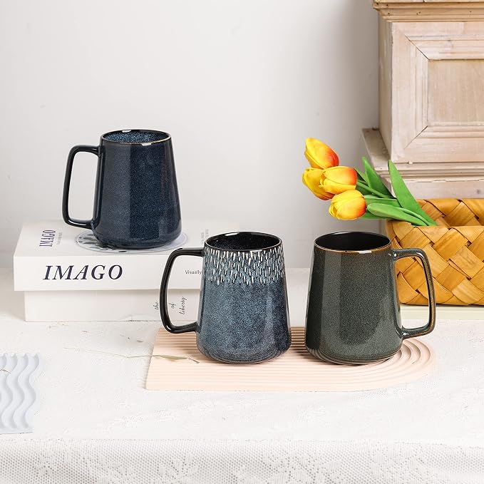 Large Ceramics Coffee Mugs,24 OZ,Large Handle Design,Extra Large Tea and Coffee Cup for Office and Home，Microwave And Dishwasher Safe(Color:24 oz star blue) - Image 6