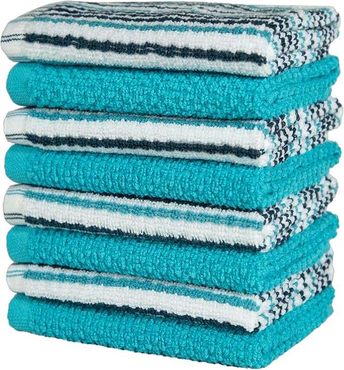 Bumble Dish Cloths 8-Pack, 100% Cotton Kitchen Towels, 12"x12" Aqua | 430 GSM Soft Dish Towels for Kitchen, Highly Absorbent & Durable Kitchen Rags for Washing Dishes - Image 5
