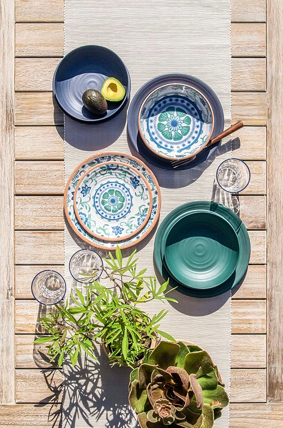 TarHong Rio Turquoise Floral Salad Plate, 8.5", Melamine, Set of 6 - Image 6