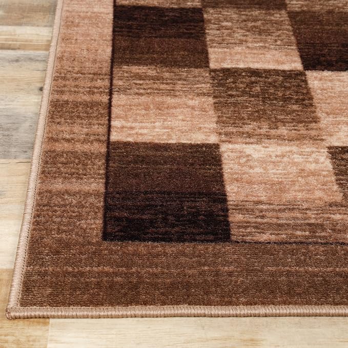 Superior Indoor Non-Slip Runner Rug, Rustic Floor Decor, Color Block Rug for Living Room, Bedroom, Office, Kitchen, Dining, Washable Rugs, Foam Back, Lockwood Collection, 2' 7" x 8', Chocolate - Image 6